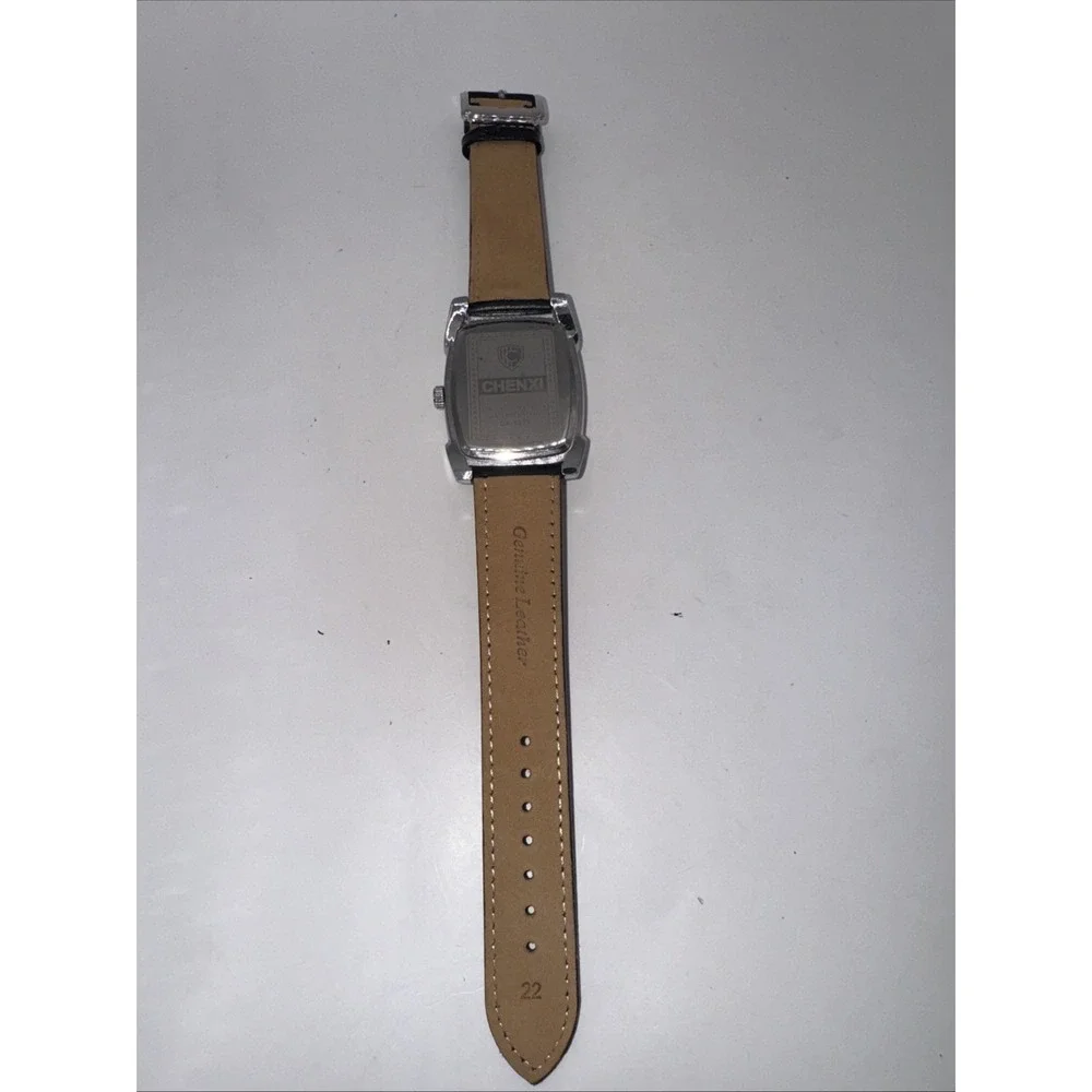 CHENXI Men Rectangle Black Leather Luminous Business Calendar Quartz Wristwatch